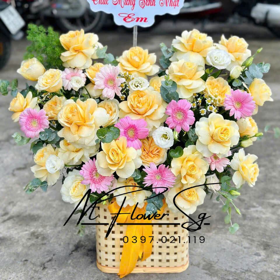 Giỏ Hoa Tươi Vitor Hồng  GH23